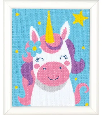 Produktbild von Vervaco Gobelin Stickpackung "Einhorn", Stickbild vorgezeichnet, 12,5x16cm