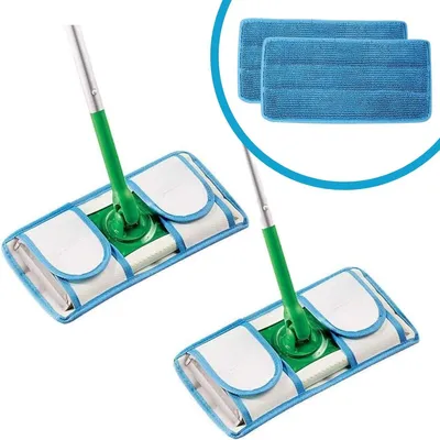 Set von 2 wiederverwendbaren Mikrofasermopp-Pads zur Bodenreinigung