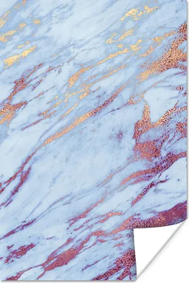 Produktbild von MuchoWow® Poster Marmor - Blau - Lila - Gold 120x180 cm - Kunstposter