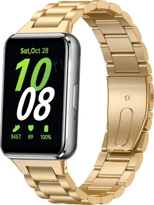 Produktbild von Strap-it Stahlgliederarmband - passend für Samsung Galaxy Fit 3 (Gold)