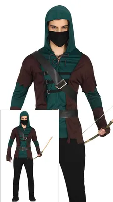 Obrázok produktu pre Superhrdina Lukostrelec Stredoveký karnevalový kostým Kostým tmavej masky Strážca Fantasy dobrodružstvo, Veľkosť: 14 - 16 rokov Farba: hnedá