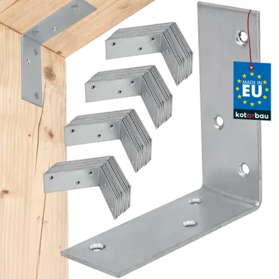 Immagine prodotto di KOTARBAU® Set da 50 connettori angolari, angolari forati 100x100x40 mm, angolari da costruzione, angolari con piastra forata, angolari da carpentiere, connettori da costruzione, acciaio zincato