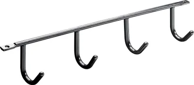 Produktbild von Hettich Garderobenleiste für Unterbaumontage 4 Haken Stahl 27,5 x 5,2 x 3,5 cm schwarz