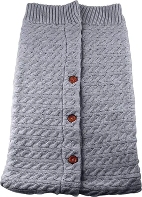Produktbild von Baby Schlafsack für Kinderwagen Gestrickt Schlafsack Süße Samt Warme Tasche Pucksack Stricken Wickeln Abnehmbare Ärmel Strick Decke Schlafsack Swaddle für Babys Neugeboren