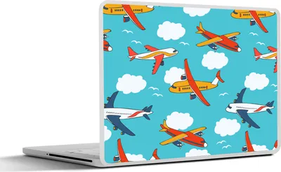 Produktbild von MuchoWow® Laptop Aufkleber Sticker Cover Muster - Flugzeug - Wolke - Luft - Junge - Kind - Kinder - Kinder 25x18 cm - Laptop-Deko
