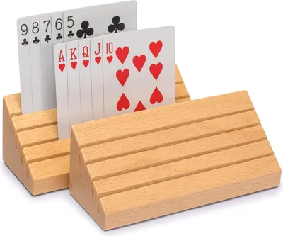 Produktbild von Standardgröße Massivholz Spielkartenhalter - Set von 2 - Kartenorganisatoren
