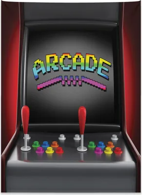 Produktbild von Abakuhaus Videospiele Wandteppich, Arcade Retro Spaß aus Weiches Mikrofaser Stoff Kein Verblassen Klare Farben Waschbar, 110 x 150 cm, Mehrfarbig