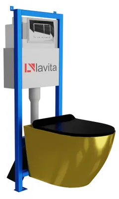 Produktbild von LAVITA WC-Set SOFI SLIM GOLD/BLACK LAV 101 LAV 200.1.2 spülrandlos Chrom