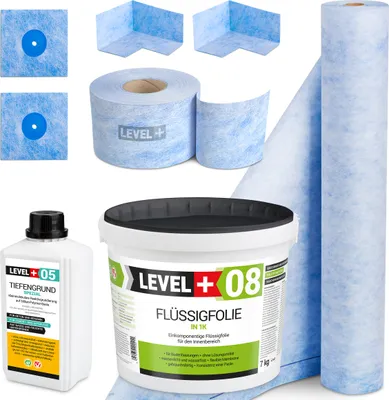 Produktbild von Dichtset Flüssigfolie 7kg Dichtband Dichtbahn für Dusch und Bad Abdichtung SET58