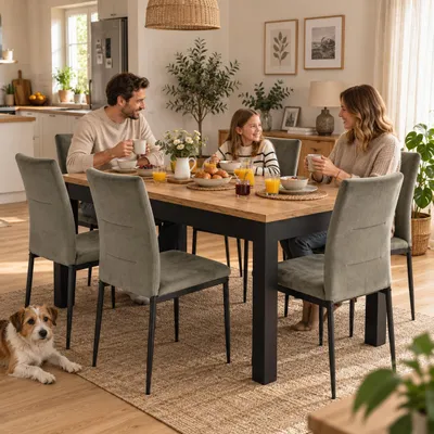 INSPIRO Essgruppe – Platz für gemeinsame Mahlzeiten mit der Familie, KI-generiertes Bild