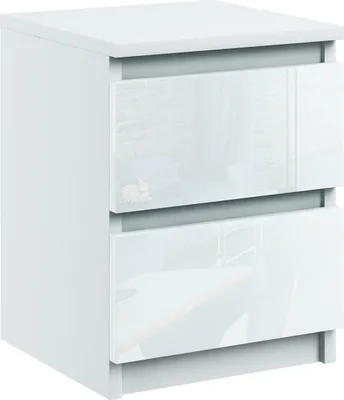 Produktbild von Nachttisch Kommode mit 2 Schubladen Sideboard Weiss hochglanz