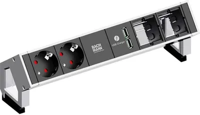 Produktbild von BACHMANN DESK2 2x Schutzkontakt 2x ABD 1x USB Charger GST18, weiß