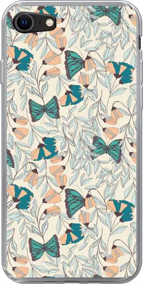 Produktbild von MuchoWow® Handyhülle Schutzhülle Hülle für Telefoonhoesje iPhone SE 2020 Mädchen - Schmetterling - Blumen - Muster - Mädchen - Kinder - Kind Silikon Softcase Handy Hülle - Kartenbesitzer