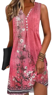 Produktbild von Damen Boho Strandkleid mit V-Ausschnitt und Knielänge