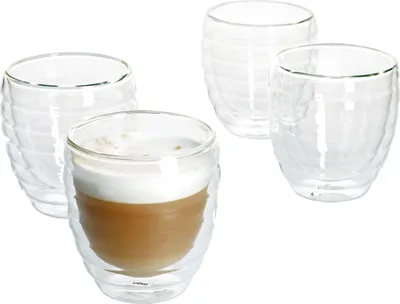 Obrázek produktu pro sada 4 sklenic na cappuccino Cesena 200-230 ml z tepelně odolného borosilikátového skla s dvojitou stěnou 150°
