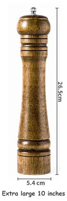 Zdjęcie produktu dla Młynki do soli i pieprzu, vintage, drewniany design, regulacja stopnia mielenia, 10 cali