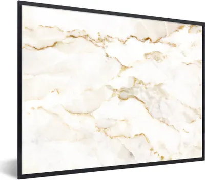 Produktbild von MuchoWow® MuchoWow® Gerahmtes Poster Marmor - Limette - Gold - Luxus - Marmoroptik - Weiß 40x30 cm - Poster mit zchwarzem Bilderrahmen - Kunstposter - Wanddekorationen