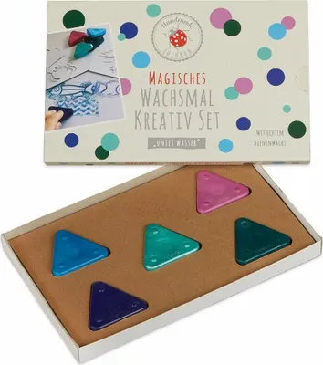 Produktbild von Wachsmal Kreativ-Set Unter Wasser, 5 Wachsmalfarben 5 Schablonenmotiv