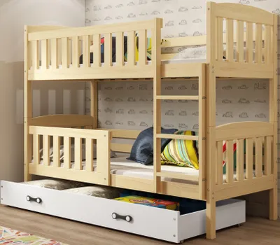 Produktbild von Interbeds Etagenbett Hochbett 200x90cm Stockbett Holzbett Kiefernholz Kinderbett Jugenbett mit Lattenrost und Rausfallschutz