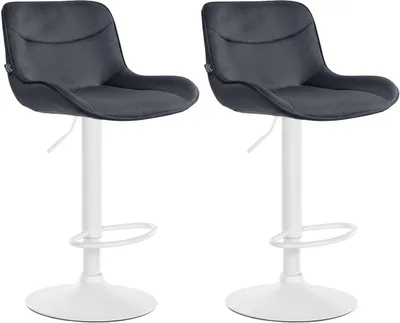 Produktbild von 2er Set Barhocker Vonore Samt weiß schwarz