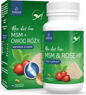 Produktbild von POKUSA RawDietLine MSM & Rosehip - nahrungsergänzungsmittel für hunde und katzen - 120 stück