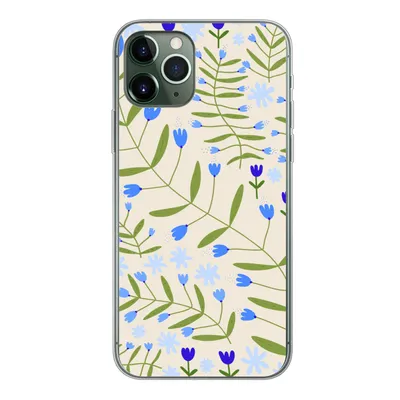 Produktbild von MuchoWow® Handyhülle Schutzhülle Hülle für iPhone 11 Pro Blume - Blätter - Blau Silikon Softcase Handy Hülle - Handy