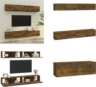 Produktbild von vidaXL TV Wandschränke 4 Stk. Räuchereiche 100x30x30 cm - TV-Wandschrank - TV-Wandschränke - TV-Schrank - TV-Möbel