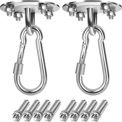 Immagine prodotto di 2x gancio a soffitto amaca swing attacco a soffitto per sedia sospesa amaca appesa lampada punching bag trainer yoga asciugamano appeso sedia premium in acciaio inox staffa 500kg capacità di carico