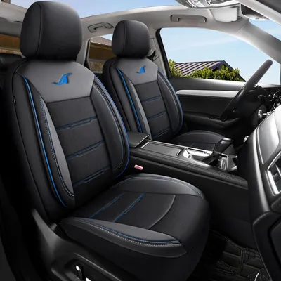 Immagine prodotto di Coprisedili auto per Volkswagen T-Roc | Set di 2 | AIE Serie | Nero con cuciture blu