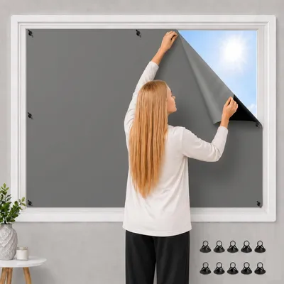 Produktbild von Verdunklungsstoff ohne Bohren mit Saugnäpfen 140x80cm 100% Verdunkelung Tragbare Verdunkelungsrollo Sonnenschutz für Fenster, Dachfenster
