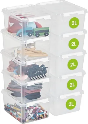Produktbild von Famanu Aufbewahrungsboxen 2L - Set von 10 - Transparent - Stapelbar und Nestbar und BPA-frei - Mit