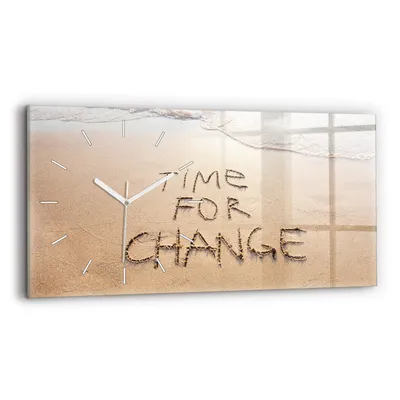 Produktbild von Wallfluent Wanduhr – Stilles Quarzuhrwerk - Uhr Dekoration Wohnzimmer Schlafzimmer Küche - Zifferblatt mit Strichen - weiße Zeiger - 60x30 cm - Zitat am Strand