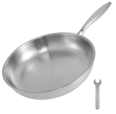 Edelstahlpfanne 30 cm, unbeschichtet, ofenfest, abnehmbarer Griff