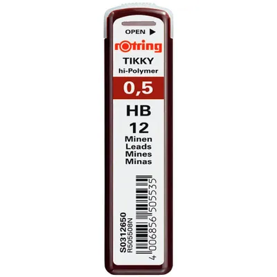 Image de ROTRING Mine fine boîte Mines fines 12 pièces 0,5 HB