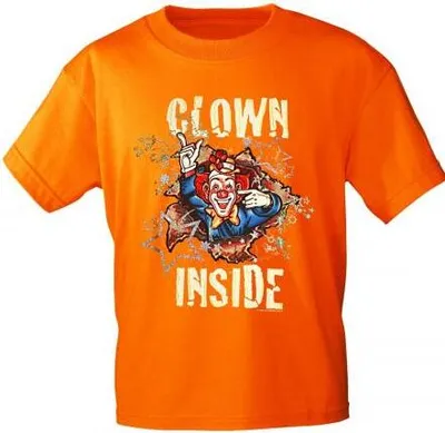 Produktbild von T-Shirt mit Print - Karneval - Clown Inside - 09523 - versch. Farben zur Wahl - Gr. S-2XL Color - Orange Größe - M