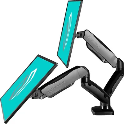 Image de Support double pour moniteur Onkron G160, 13"-27", Réglable, VESA, Noir