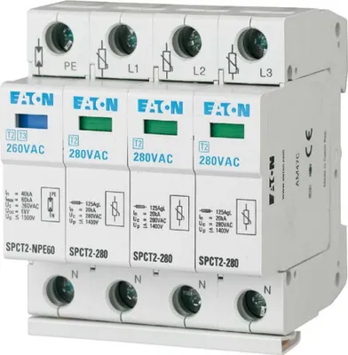 Obrázek produktu pro Svodič přepětí zásuvný - Přepěťová ochrana pro napájení SPCT2-280-3+NPE