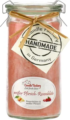 Produktbild von Candle Factory Duftkerze Mini-Jumbo "Weißer Pfirsich-Rosenblüte"