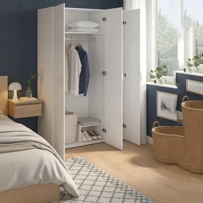 Produktbild von Ruffano - Kleiderschrank 3 Türen, 115x49 cm Weiß, Garderobe