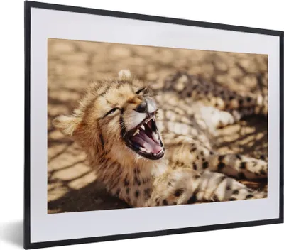 Produktbild von MuchoWow® MuchoWow® Gerahmtes Poster Gepard - Tier - Nahaufnahme 40x30 cm - Poster mit zchwarzem Bilderrahmen - Bilderrahmen - Poster im Rahmen