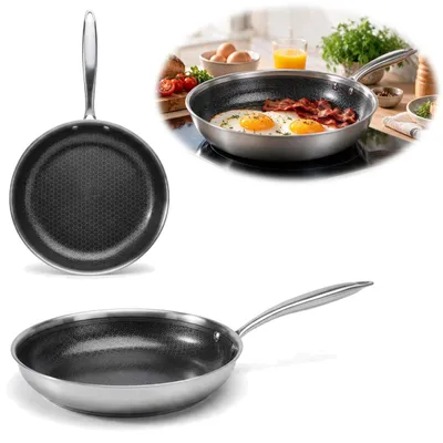 Produktbild von LS-LebenStil TRI-PLY Edelstahlpfanne Ø 26cm XL Wabenstruktur und Antihaftbeschichtung Bratpfanne Pfanne
