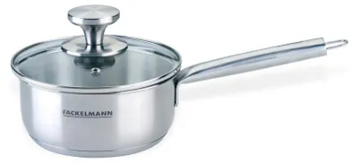 Produktbild von Fackelmann Stieltopf mit Deckel  Aus Edelstahl, Ø16 cm, 1500 ml, hitzebeständig bis 230°C, spülmaschinenfest, ideal für alle Herdarten