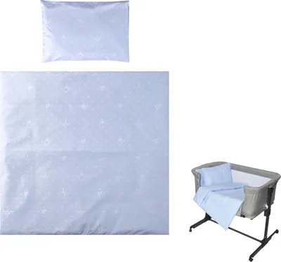 Produktbild von Lorelli Babybettwsche-Set Eva 5-tlg Decke 75 x 75 cm, Kissen 29 x 42 cm, Bezge hellblau