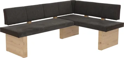 Produktbild von Eckbank/Sitzecke Linn - links rechts montierbar - Webstoff Braun - Holzdekor Eiche - 300kg belastbar