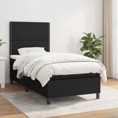 Produktbild von Design Möbel Boxspringbett mit Matratze Schwarz 80x200 cm Stoff - 2024 Neu