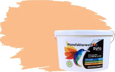 Produktbild von RyFo Colors Bunte Wandfarbe Manufakturweiß Keramikorange 10l - weitere Grau Farbtöne und Größen erhältlich, Deckkraft Klasse 1, Nassabrieb Klasse 1