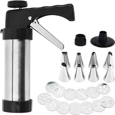 Bakspritze Edelstahl, 13 Schablonen, 8 Tüllen, DIY Backzubehör
