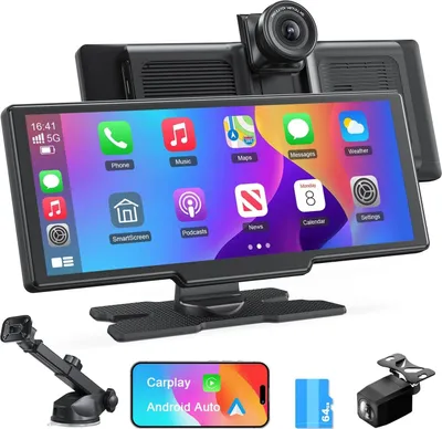 Produktbild von Wireless Apple Carplay & Android Auto Stereo Empfänger mit 4K Dashcam Vorne, 1080P Rückfahrkamera,9,26-Zoll Touchscreen Drahtlosem Carplay