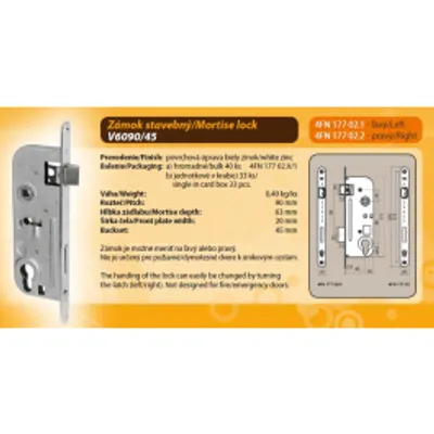 Obrázek produktu pro zámek zadlabávací 6/90-45 V vlož P/L 4FN17702.1 stavební