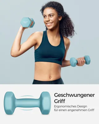 Produktbild von SONGMICS Hanteln, 2er Set, 2 x 2 kg, Hantelset, Kurzhanteln, Hexagon, Neopren-Beschichtung, Krafttraining, Workout, Fitnesstraining, für Zuhause